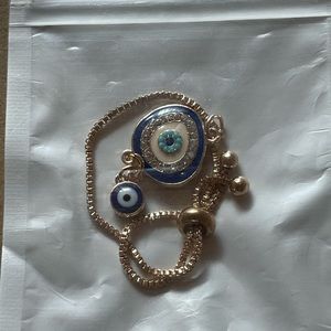 New Round CZ Eye Charm Bracelet Gold Color Slider Chain Bracelets for Women